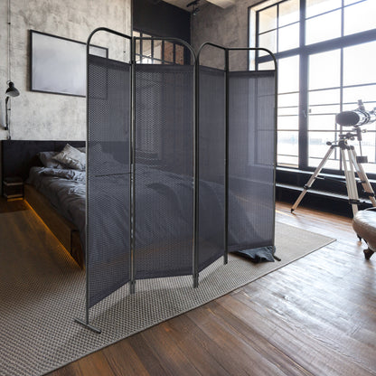 4-Panel Folding Room Divider, Adjustable Layout, 68"x71", Knight