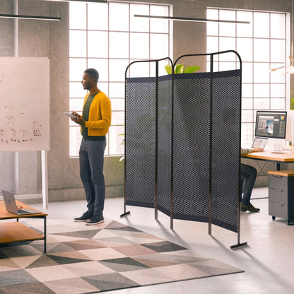 4-Panel Folding Room Divider, Adjustable Layout, 68"x71", Knight
