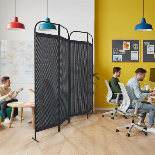 4-Panel Folding Room Divider, Adjustable Layout, 68"x71", Knight