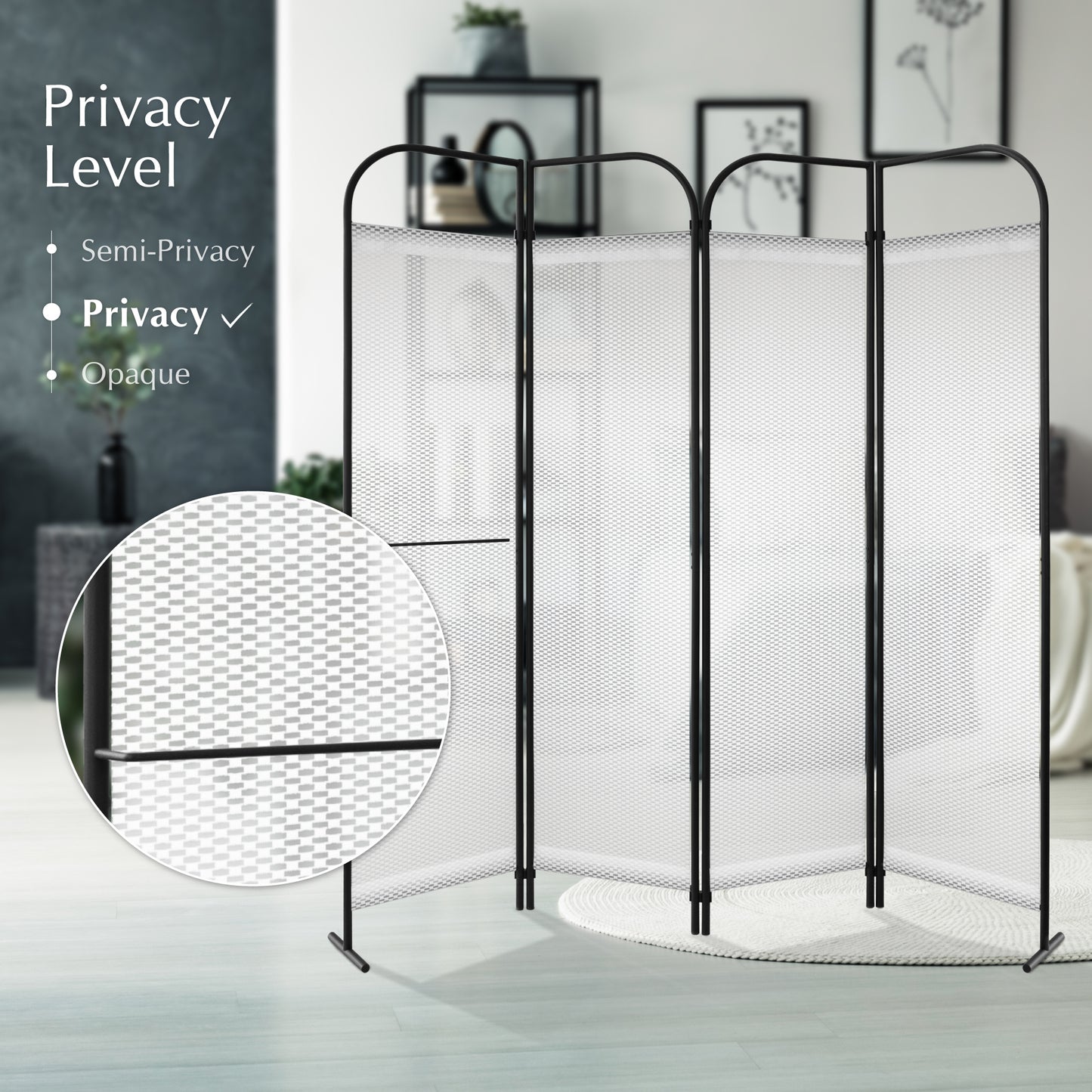 4 Panel Folding Room Divider 68"x71", Queen
