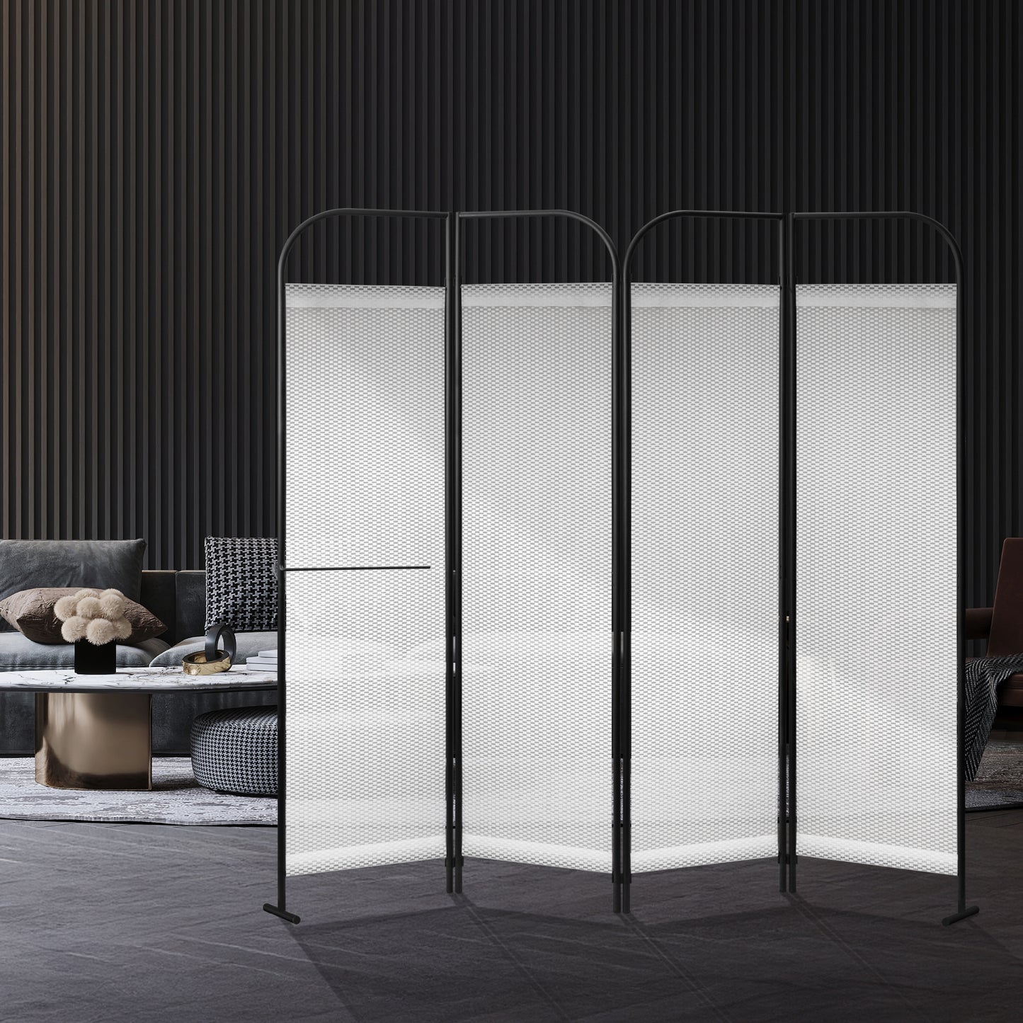 4-Panel Folding Room Divider, Adjustable Layout, 68"x71", Queen