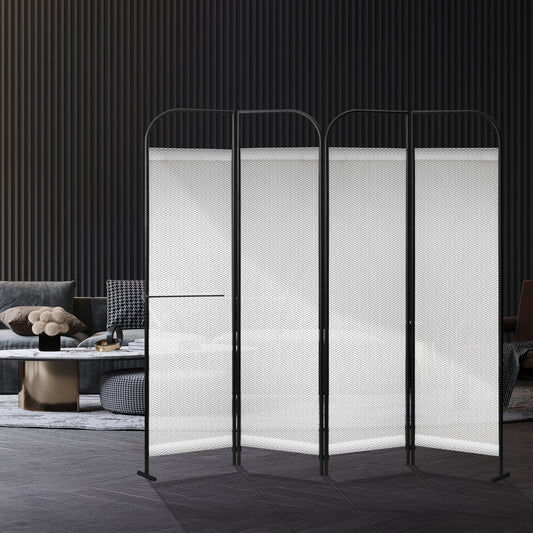 4-Panel Folding Room Divider, Adjustable Layout, 68"x71", Queen