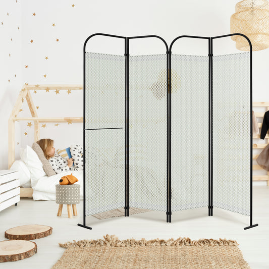4-Panel Folding Room Divider, Adjutable Layout, 68"x71", Swing