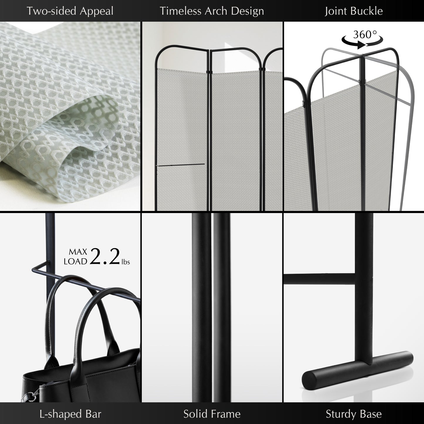 4-Panel Folding Room Divider, Adjutable Layout, 68"x71", Swing