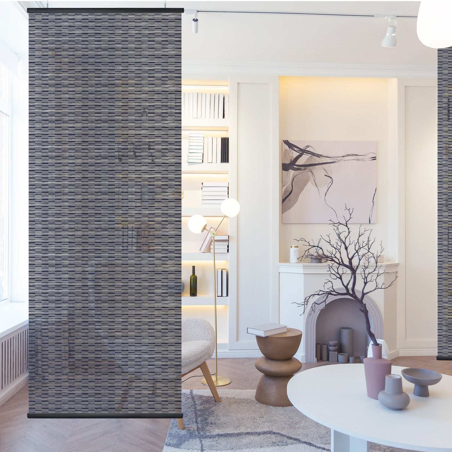 Hanging Room Divider, Natural Woven, 36" x 96" Pack of 2, Azurite