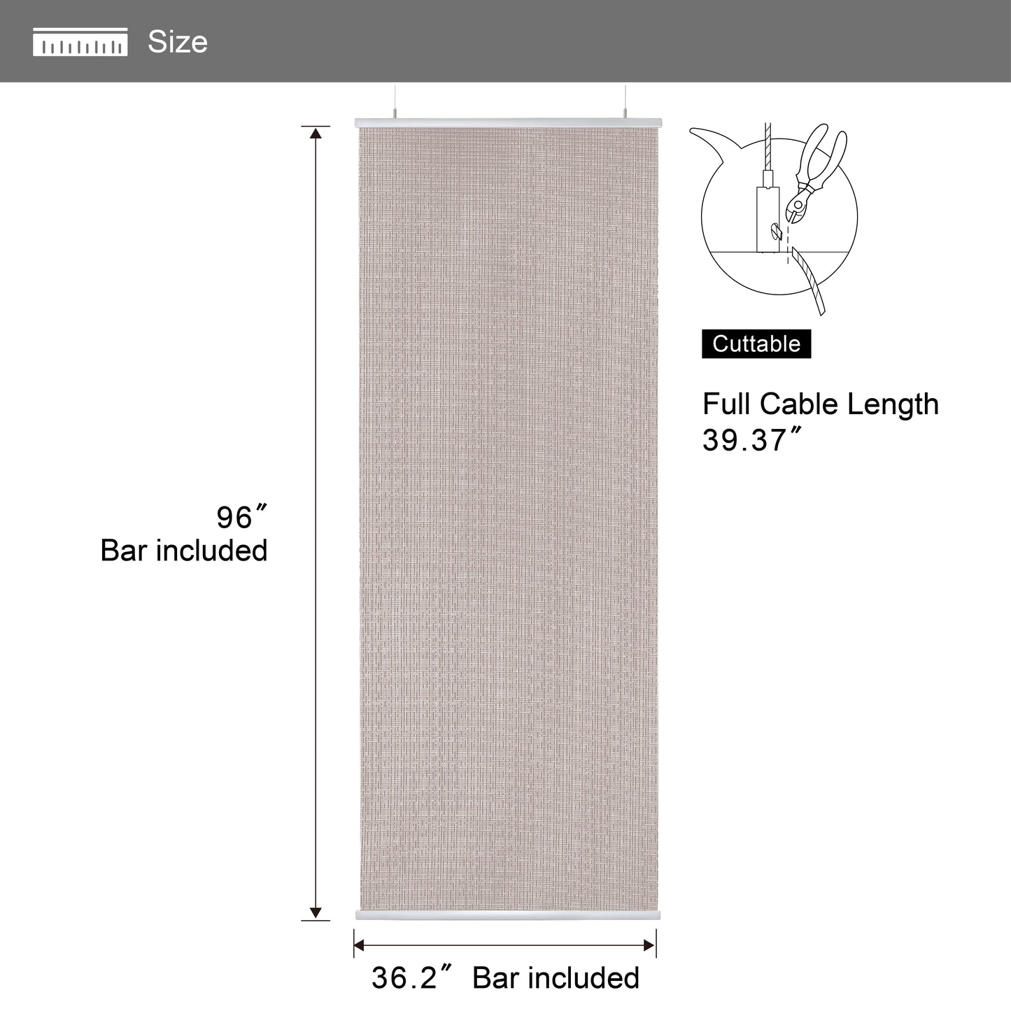 Hanging Room Divider, Modern Knit, 36" x 96" Pack of 2, Sand