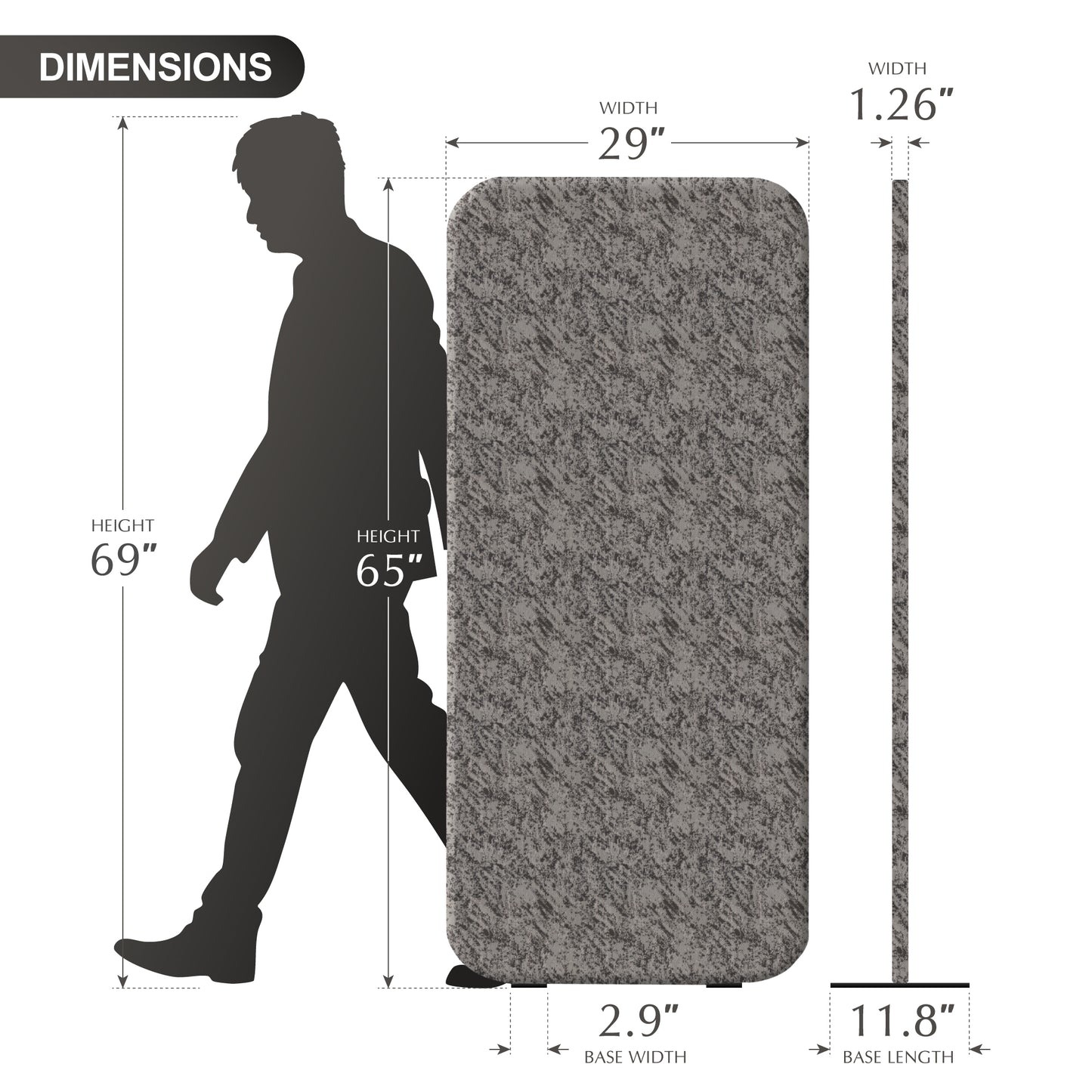 Premium Standing Room Divider, 29"x65", Smokestone