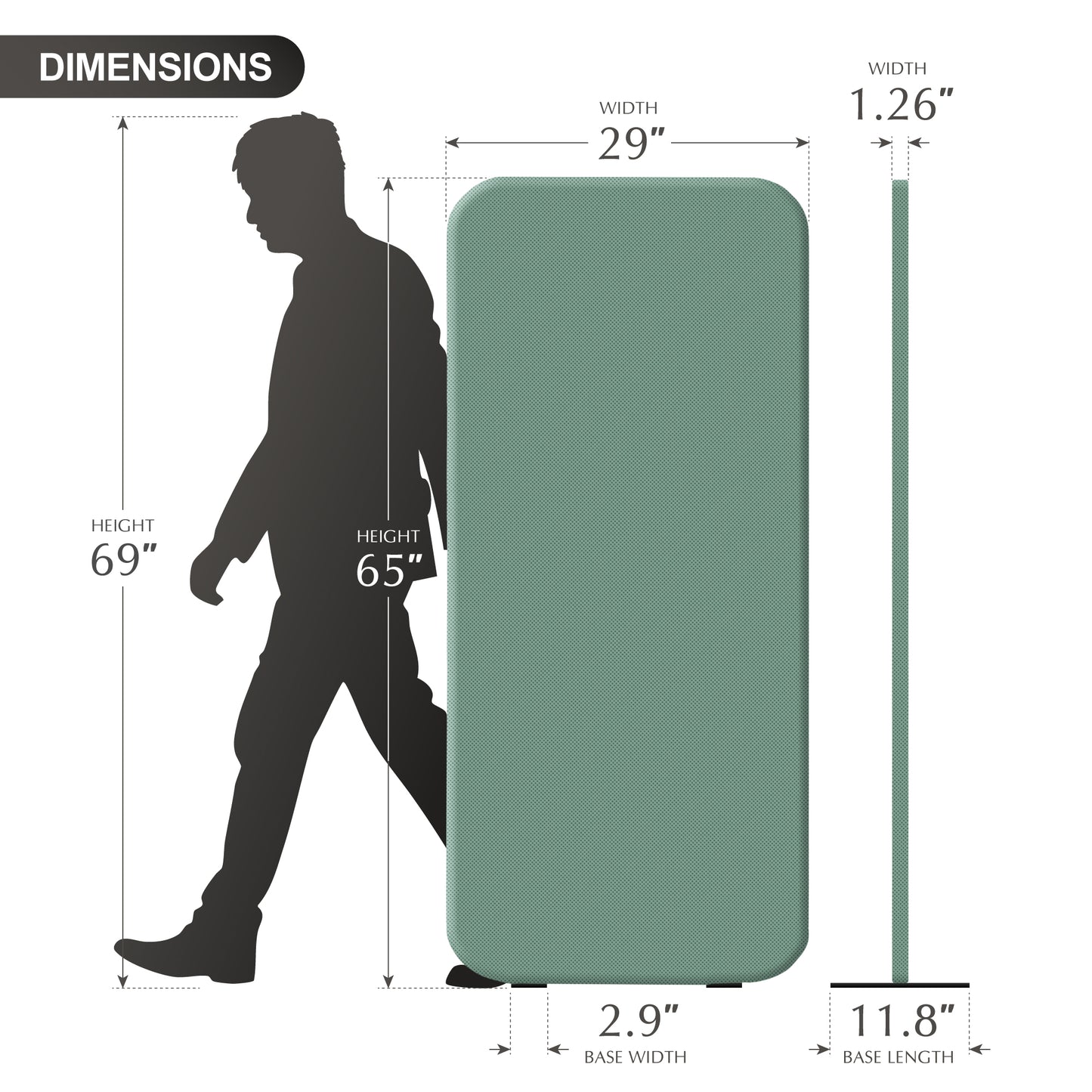 Standing Room Divider, 29"x65", Aqua