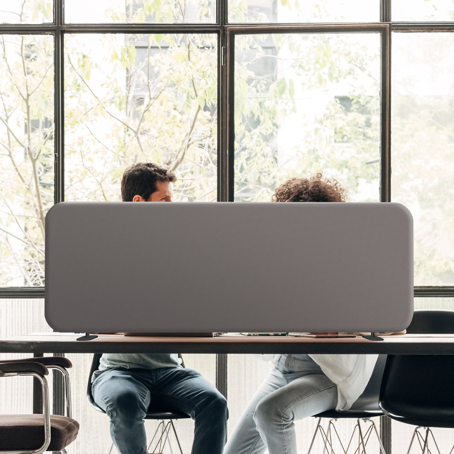 Freestanding Desk Divider, 48"x18", Sterling