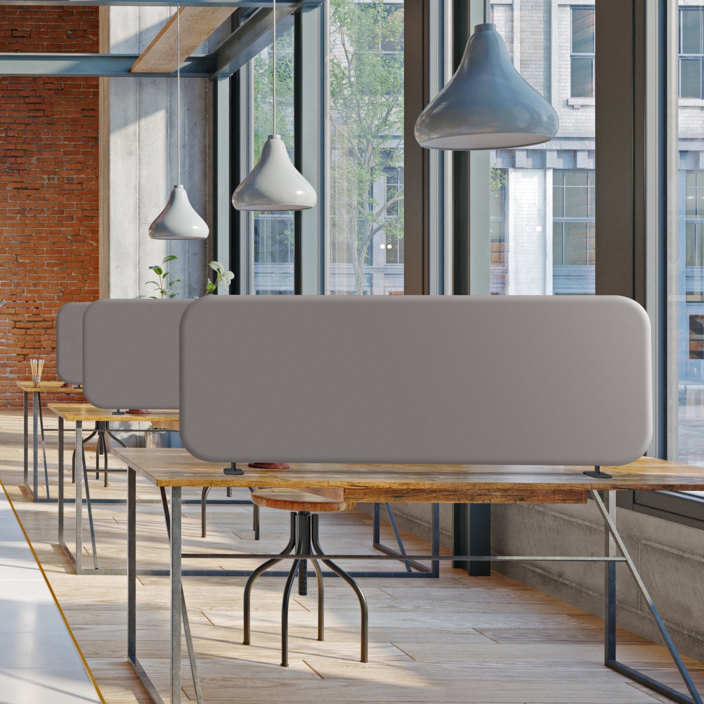 Freestanding Desk Divider, 48"x18", Sterling