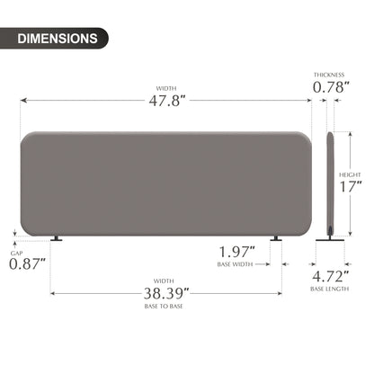 Freestanding Desk Divider, 48"x18", Sterling