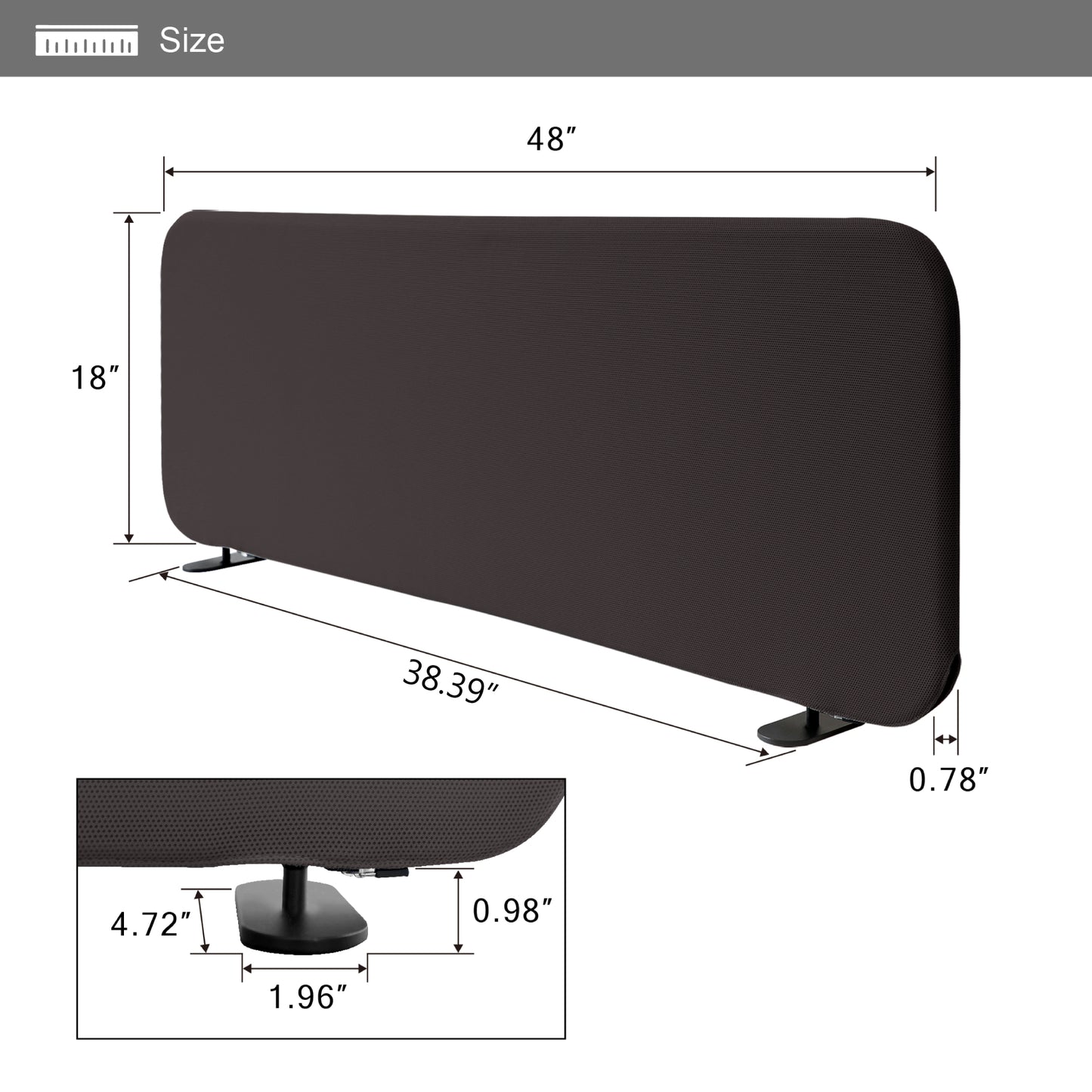 Freestanding Desk Divider 48"x18", Iron