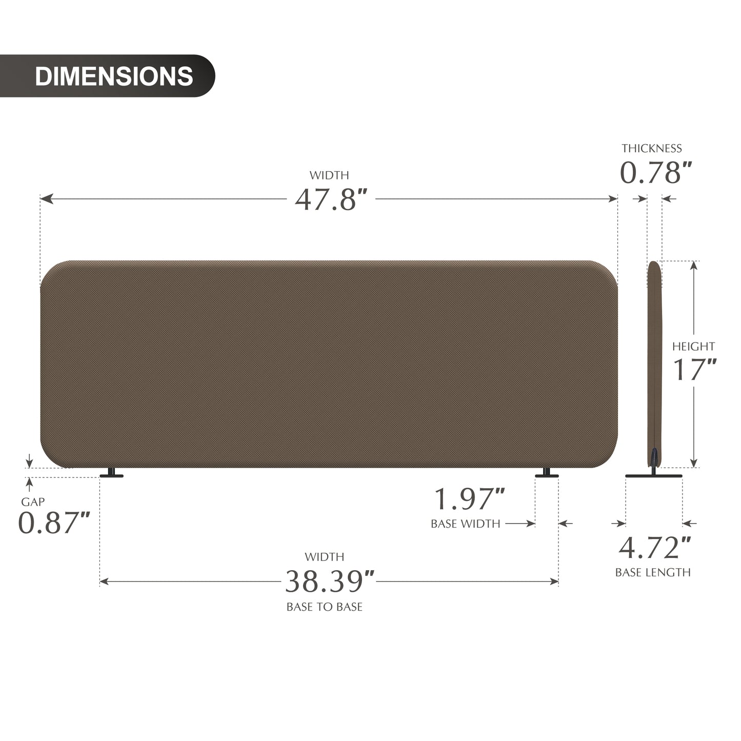 Freestanding Desk Divider, 48"x18", Taupe