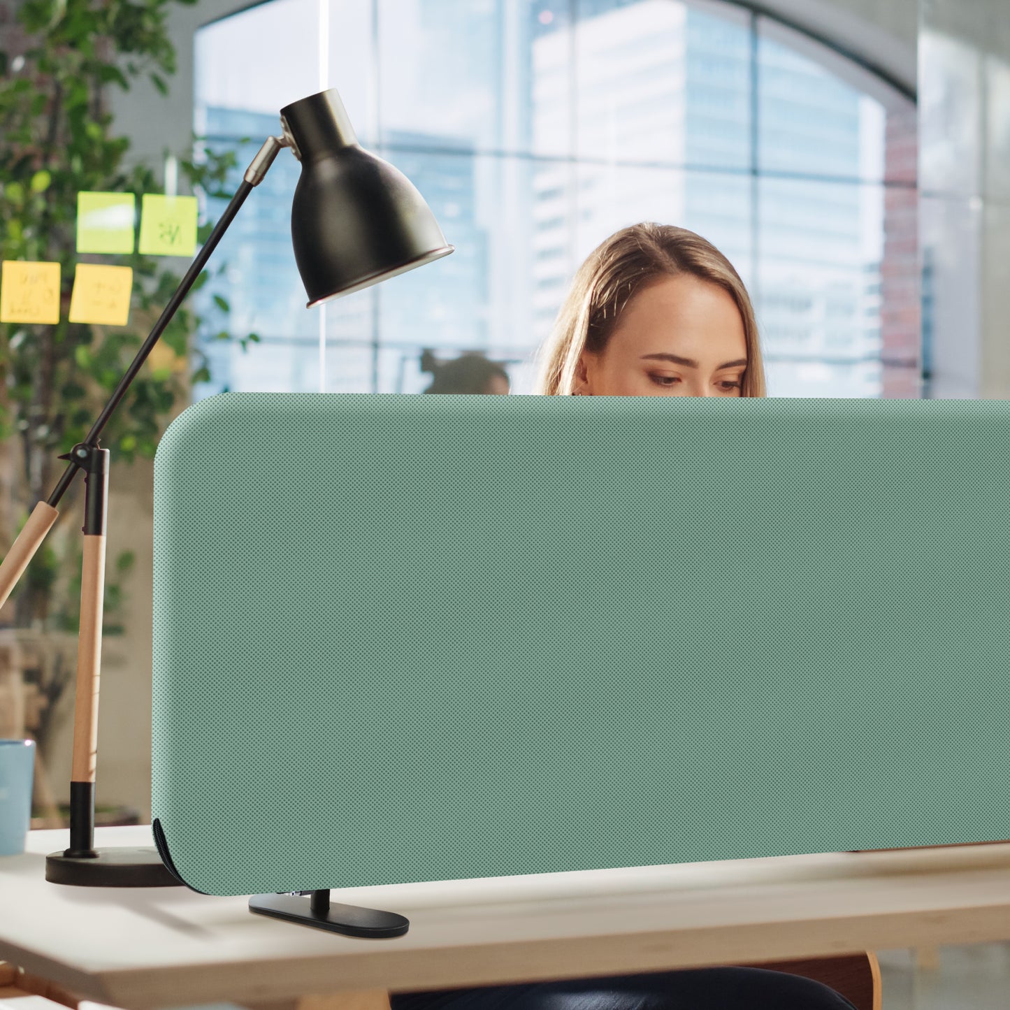 Freestanding Desk Divider, 48"x18", Aqua