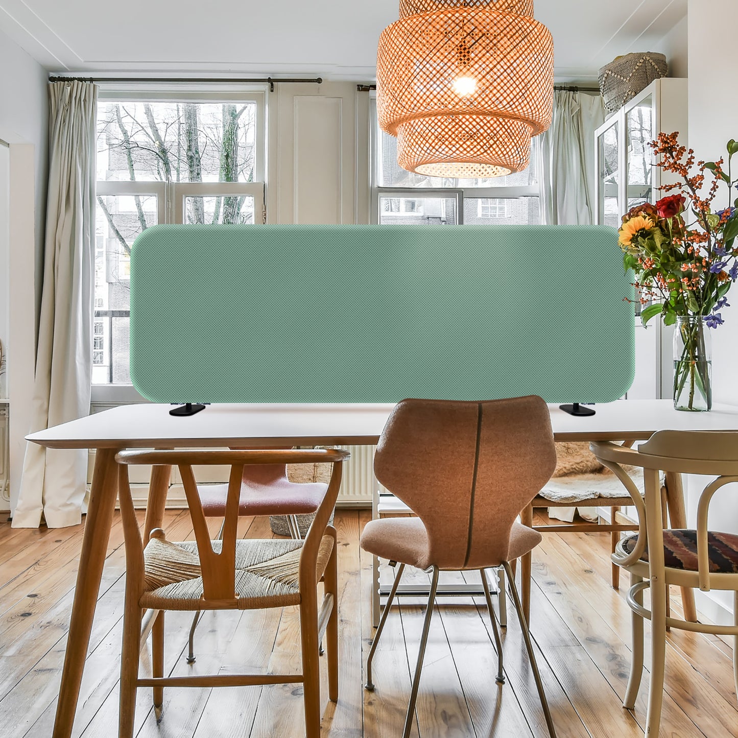 Freestanding Desk Divider, 48"x18", Aqua