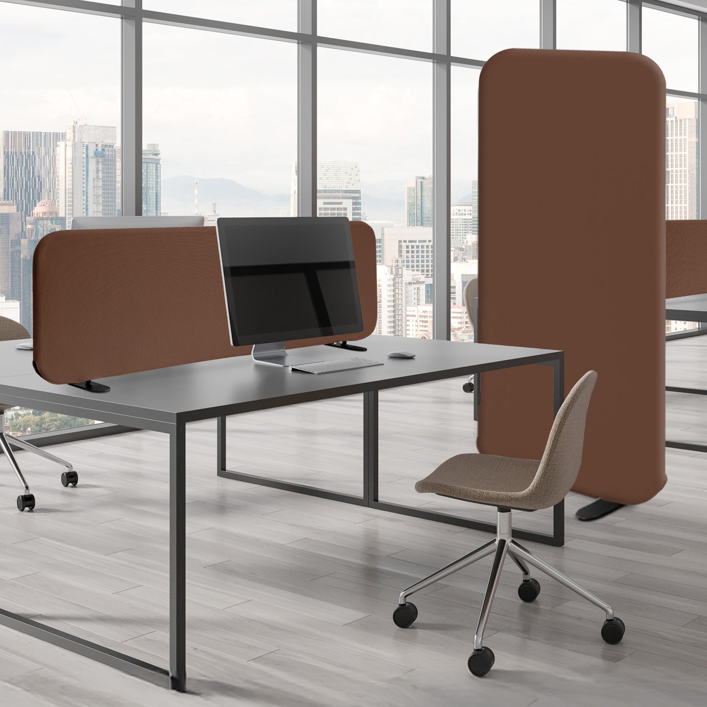 Freestanding Desk Divider 48"x18", Caramel