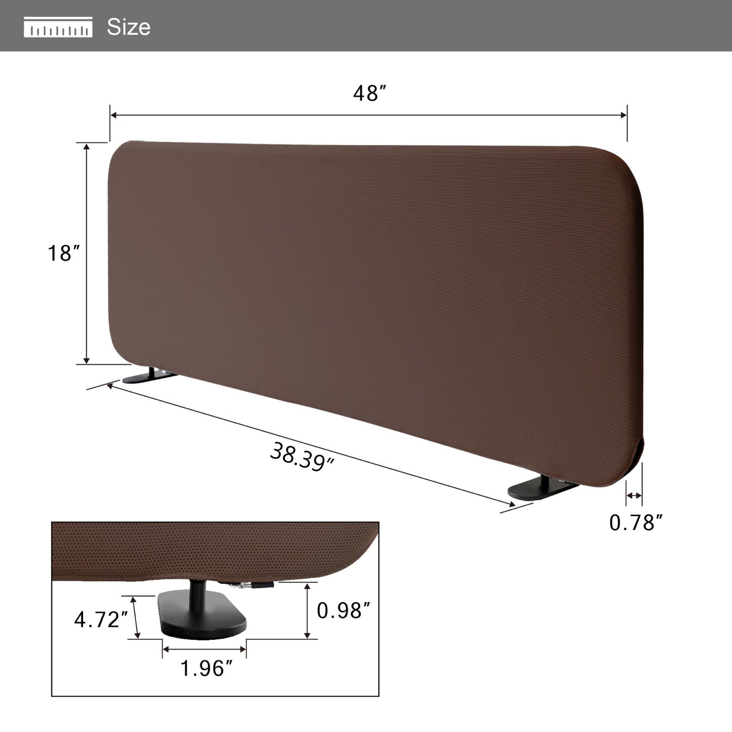 Freestanding Desk Divider 48"x18", Caramel