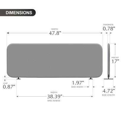 Freestanding Desk Divider 48"x18", Steel