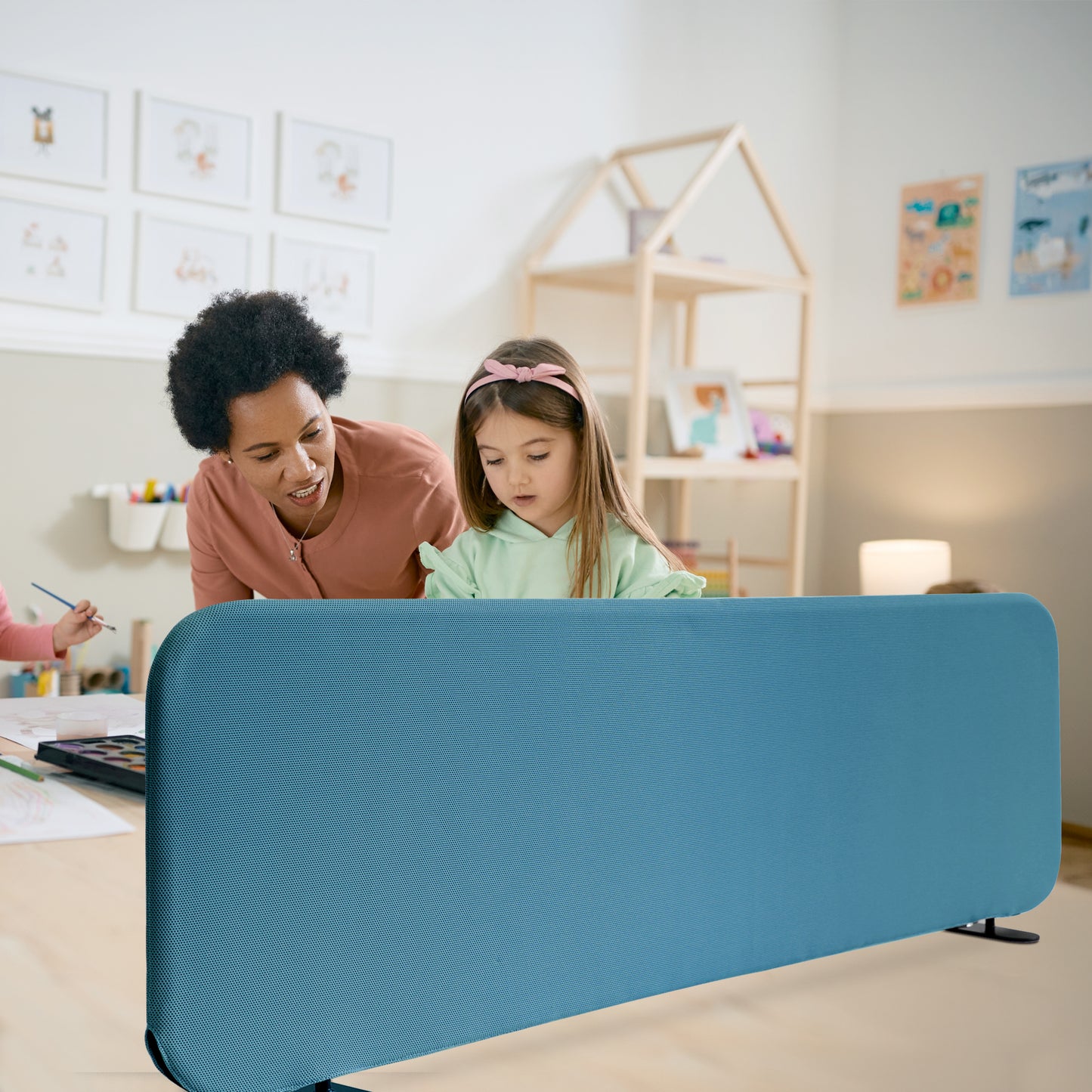 Freestanding Desk Divider 48"x18", Sapphire