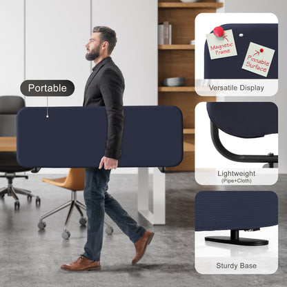 Freestanding Desk Divider, 48"x18", Cobalt