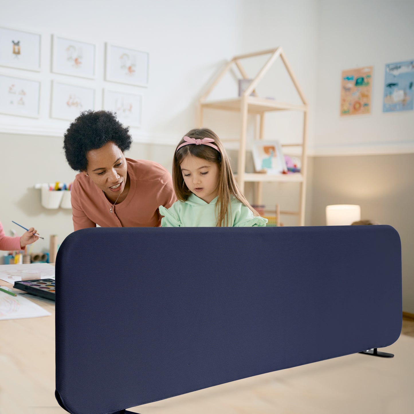 Freestanding Desk Divider 48"x18", Cobalt