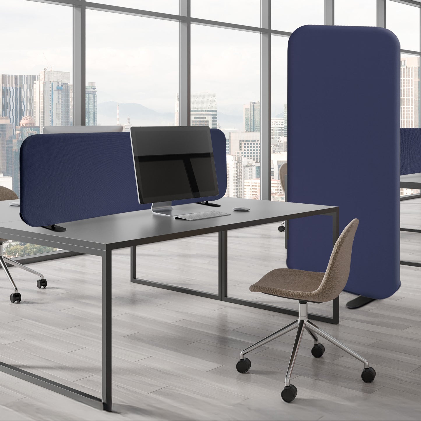 Freestanding Desk Divider 48"x18", Cobalt